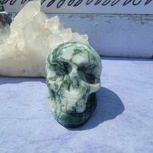 Moss Agate Skull 