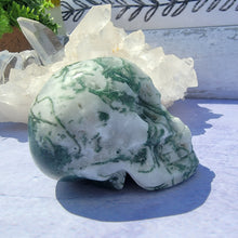 Load image into Gallery viewer, Moss Agate Skull &quot;I&quot;