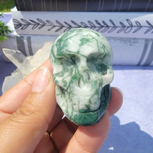 Load image into Gallery viewer, Moss Agate Skull &quot;I&quot;