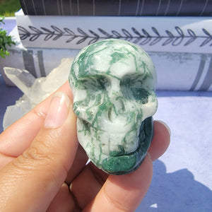 Moss Agate Skull "I"