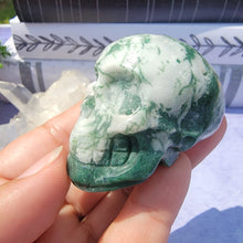 Load image into Gallery viewer, Moss Agate Skull &quot;I&quot;