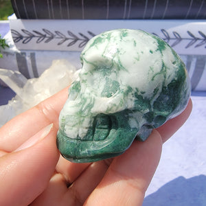 Moss Agate Skull "I"