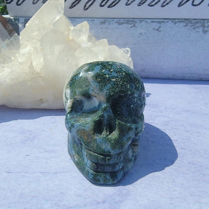 Moss Agate Skull 