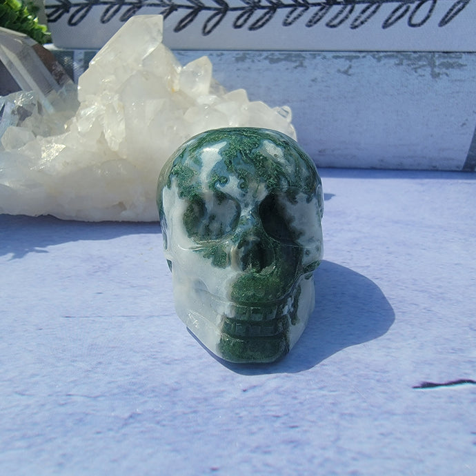 Moss Agate Skull 