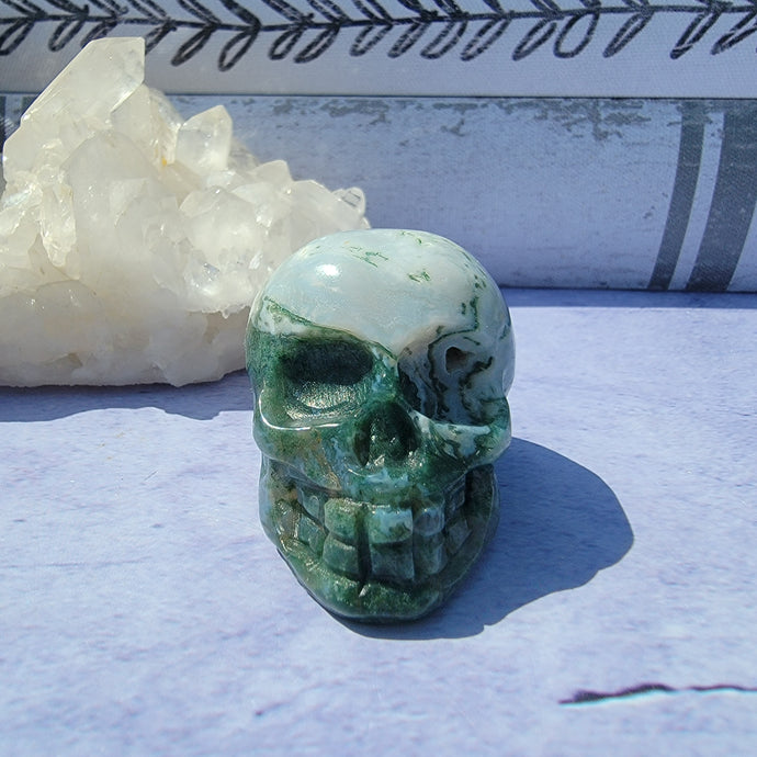 Moss Agate Skull 