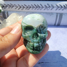 Load image into Gallery viewer, Moss Agate Skull &quot;H&quot;