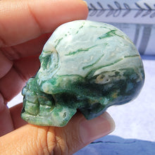 Load image into Gallery viewer, Moss Agate Skull &quot;H&quot;