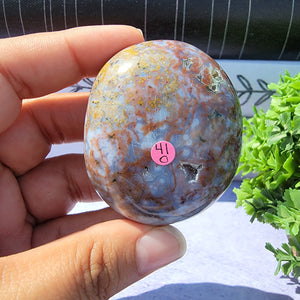 8th Vein Ocean Jasper Palm Stone "O"