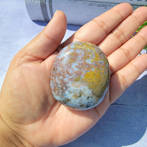 8th Vein Ocean Jasper Palm Stone "O"