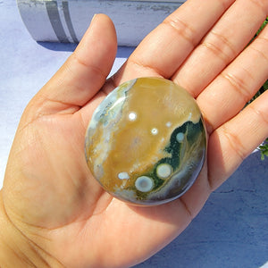 8th Vein Ocean Jasper Palm Stone "J"