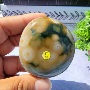 8th Vein Ocean Jasper Palm Stone "K"