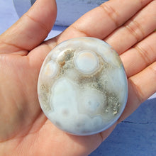 Load image into Gallery viewer, 8th Vein Ocean Jasper Palm Stone &quot;K&quot;