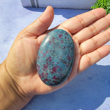 Load image into Gallery viewer, Ruby in Kyanite Palm Stone &quot;J&quot;