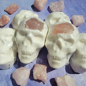 Skull Bath Bomb with Raw Rose Quartz