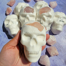 Load image into Gallery viewer, Skull Bath Bomb with Raw Rose Quartz