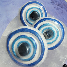 Load image into Gallery viewer, Evil Eye Bath Bomb with Obsidian Tumbled Crystal