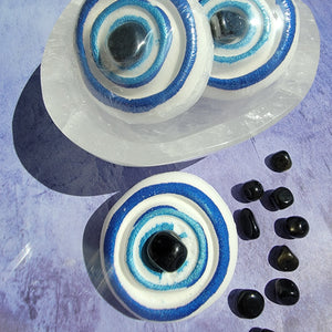 Evil Eye Bath Bomb with Obsidian Tumbled Crystal