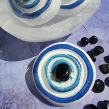 Load image into Gallery viewer, Evil Eye Bath Bomb with Obsidian Tumbled Crystal