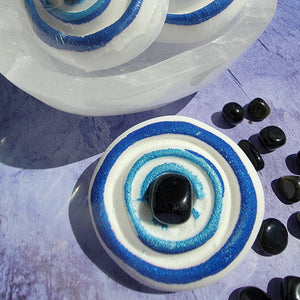 Evil Eye Bath Bomb with Obsidian Tumbled Crystal