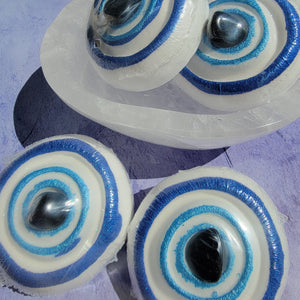 Evil Eye Bath Bomb with Obsidian Tumbled Crystal