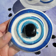 Load image into Gallery viewer, Evil Eye Bath Bomb with Obsidian Tumbled Crystal