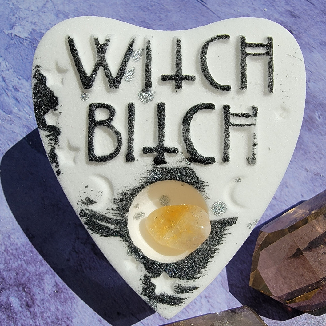 Witch B*tch Bath Bomb with Citrine Tumbled Crystal