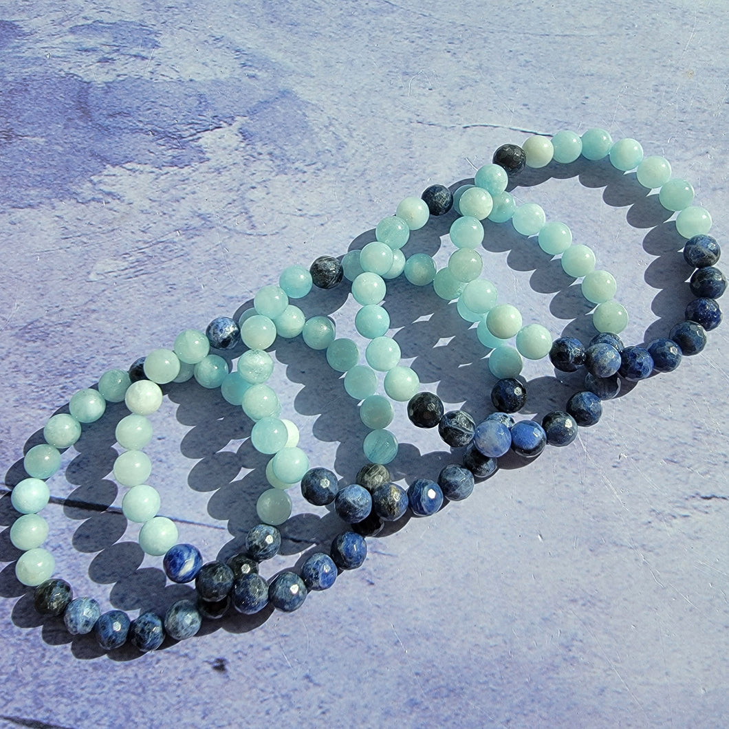 Confidence & Courage Bracelet - Aquamarine & Faceted Sodalite