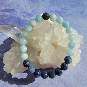 Confidence & Courage Bracelet - Aquamarine & Faceted Sodalite