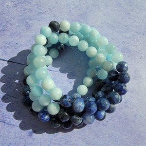 Confidence & Courage Bracelet - Aquamarine & Faceted Sodalite