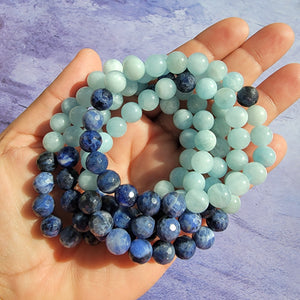 Confidence & Courage Bracelet - Aquamarine & Faceted Sodalite