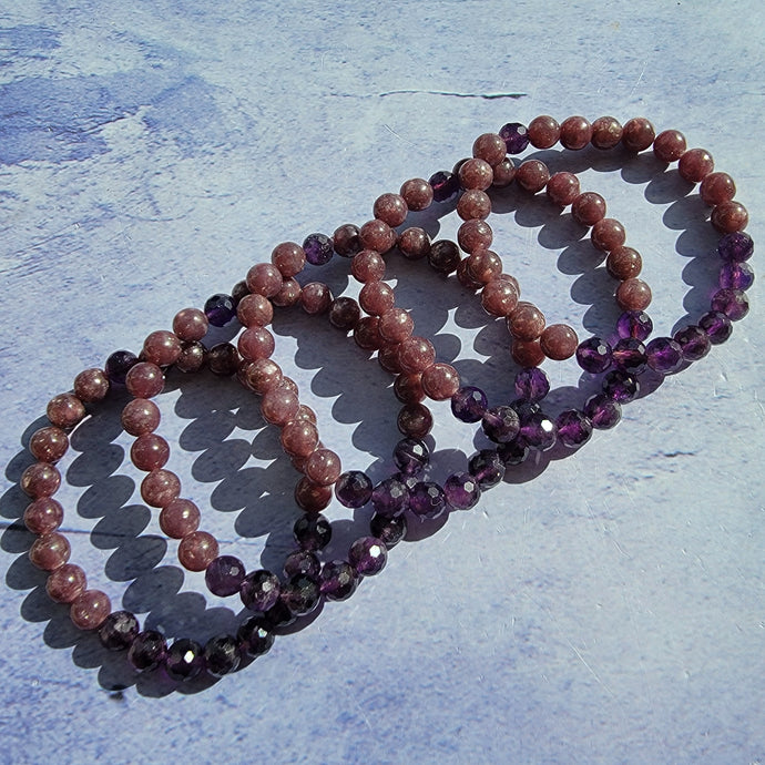Stress & Anxiety Bracelet - Lepidolite & Faceted Amethyst