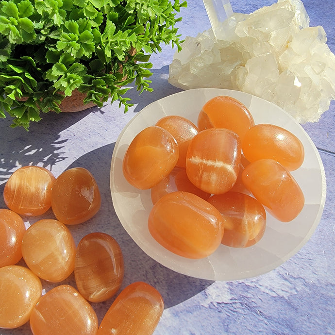 Salmon Calcite Tumbled Stones