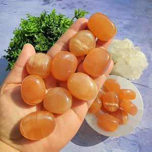 Salmon Calcite Tumbled Stones