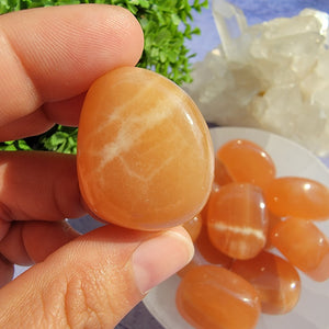 Salmon Calcite Tumbled Stones