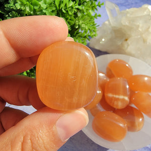 Salmon Calcite Tumbled Stones