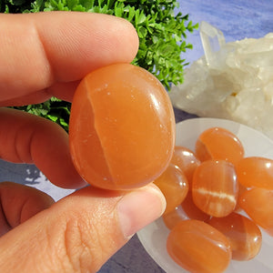 Salmon Calcite Tumbled Stones