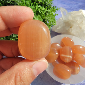 Salmon Calcite Tumbled Stones