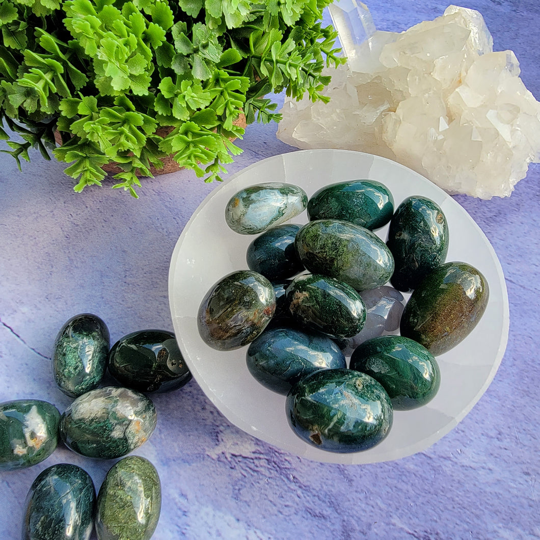 Moss Agate Tumbled Stones