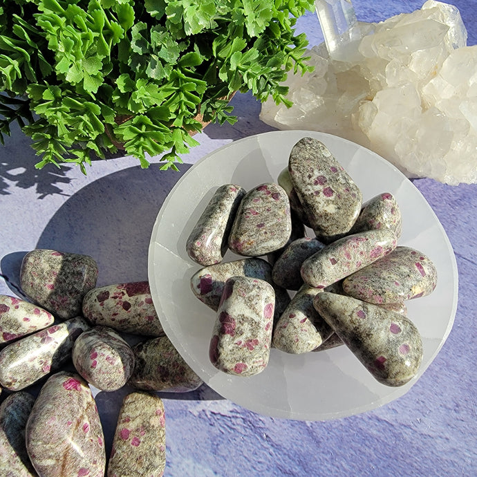 Ruby in Albite Tumbled Stones