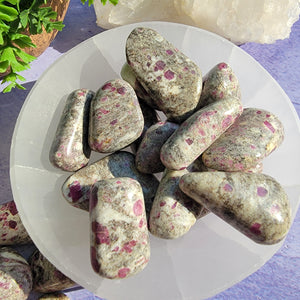 Ruby in Albite Tumbled Stones