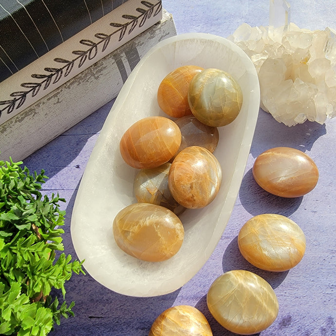 Peach Moonstone Palm Stones