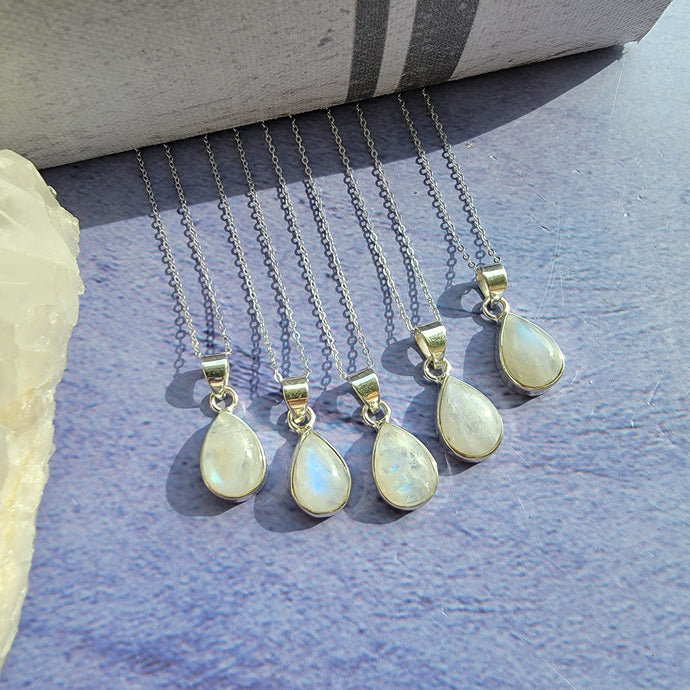 Tear Drop Rainbow Moonstone Pendant
