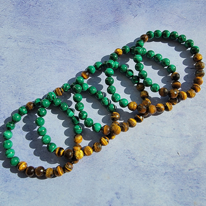 Abundance & Prosperity Bracelet - Malachite & Faceted Tiger's Eye